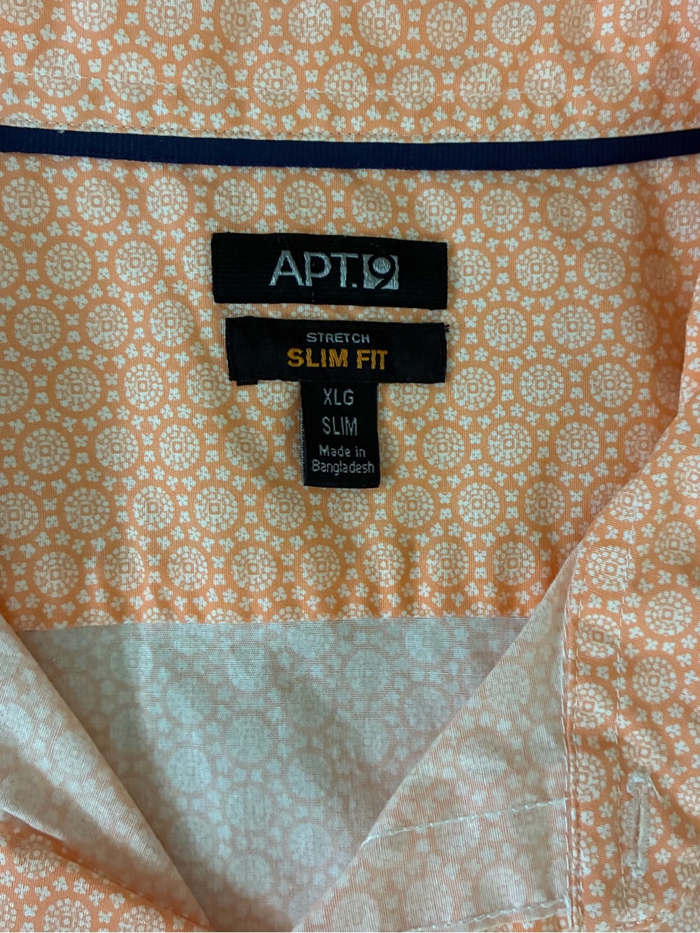 Apt 9 Men's XLG Slim Fit Short Sleeve Button Down Shirt- Peach Coral - Picture 2 of 6